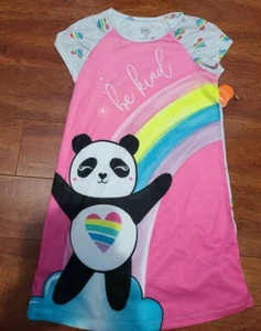 NWT Panda Girl Rainbow Heart Pajamas For Girls size 6-6x - Picture 1 of 9