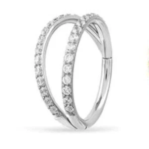 Double Lined Micro CZ Hoop Nose Ear Lip Cartilage Helix Daith Rook Tragus Rings - Picture 1 of 25