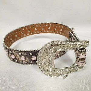 Nocona Girls Belt Pink Western Bling Rhinestone Embellished Youth Waist 20" - Picture 1 of 17