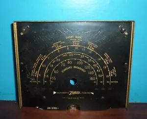 Zenith 7S633 Tube Radio Front Tuning Dial w/Band Selector & Pilot Lights 26-288 - Picture 1 of 2