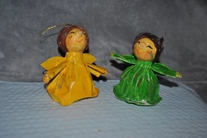 De Colección Papel Maché Arte Popular Primitivo s/2 Ángel Estatuilla Adorno Nuevo Taiwán - Imagen 1 de 3