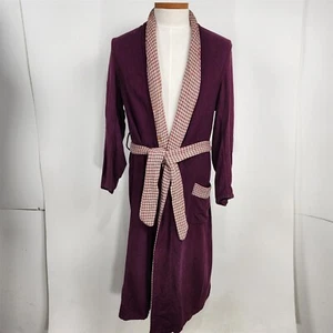 Bata de lana púrpura vintage cuello a cuadros rosa - Imagen 1 de 10