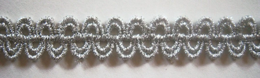 9 3/4 yardas. Pieza Gimp Blanco/Plateado Metálico 1/2" Encaje Veniza VJ-191 Foto 1 de 1