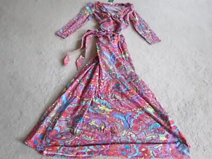 Neu mit Etikett Lilly Pulitzer Adrina Damen-Maxikleid Wickeloptik Large Feelin Groovy Boho - Bild 1 von 14
