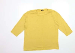 M&Co Womens Yellow Round Neck Acrylic Blend Jumper Size 14 - Picture 1 of 12