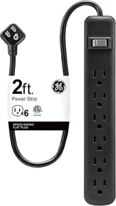 6-Outlet Power Strip, 2 Ft Extension Cord, Heavy Duty Plug, Grounded, Integrated - Picture 1 of 12