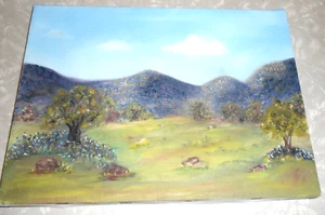 Original Art ( Tx. Hill Country Scene ) 9 X 12" canvas on stretchers - Primitive - Picture 1 of 5