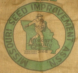 Vintage Missouri Certified Seed Burlap Sack / Bag "Farmer Graphics" - Nice!! - Picture 1 of 5