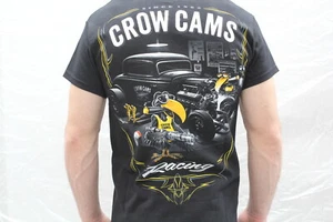 CROW CAMS BLACK T-SHIRT HOT ROD GARAGE LARGE PRINT ON BACK & CROW ON FRONT SMALL - Picture 1 of 8