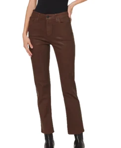 Hudson Women's Brown Nico Coated Tortoise Shell Mid Rise Straight Jeans Size 28 - Picture 1 of 7