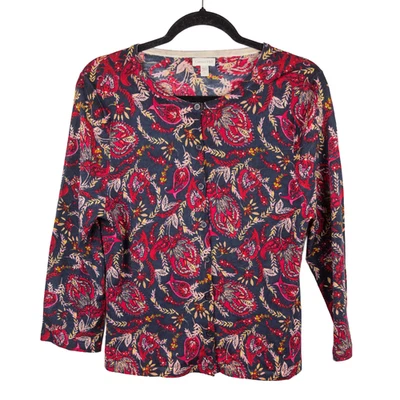 Cárdigan Suéter Granate Hill Lana Merino Vibrante Floral Con Botones L Cottagecore Foto 1 de 4