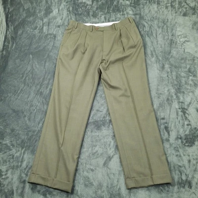 Pantalones de vestir Ralph by Ralph Lauren para hombre 36x32 plisados oliva dobladillo con puños Foto 1 de 4