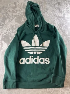 Adidas Felpa con Cappuccio Uomo Taglia Large Verde Trifoglio Essentials Pullover Streetwear anni 90 - Foto 1 di 15