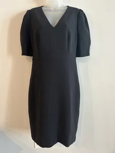 Ann Taylor schwarzes Polyester/Elasthan Kleid, Größe 8, kurze geraffte Ärmel, Reißverschluss hinten - Bild 1 von 11