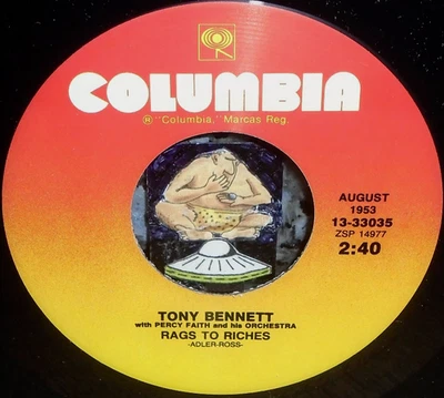~UNPLAYED MINT TONY BENNETT CLASSICS "RAGS TO RICHES/ONE 4 MY BABY" 45 & SLEEVE~ - Image 1 of 2