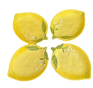 Sur La Table Lemon Pottery 7” X 5,25” Insalata o Deserto Piatti Terracotta Set 4 - Foto 1 di 7
