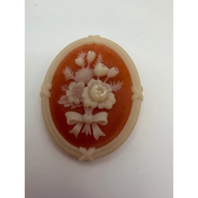 Винтажный Avon оранжевый цветочный букет камео брошь заколка женщин 1980-х - Изображение 1 из 4