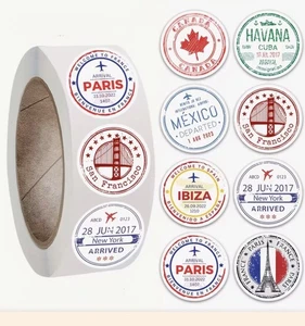 100 x Assorted Vintage Passport Stamps Stickers Labels. - Picture 1 of 2