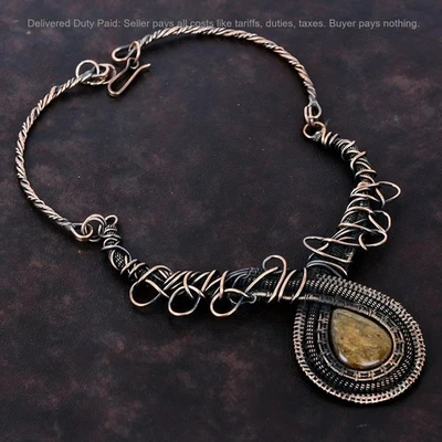 Venta de Navidad Cobre Natural Broncito Cumpleaños Cadena Esposa Alambre Envuelto Collar Foto 1 de 4