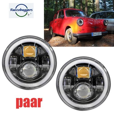 Für Trabant 1.1, P50, P600, P601 E24 Zertifikat LED Scheinwerfer m. Tagfahrlicht - Bild 1 von 4