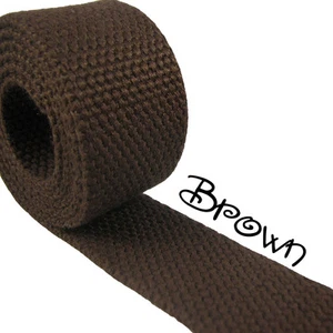 1 Yard Dark Brown 1.25" Medium Heavy Weight Cotton Webbing - Picture 1 of 5