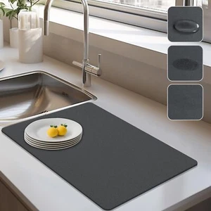 Dish Drying Mat Coffee Bar Mat For Kitchen Counter Absorbent Dish Rack Pad Heat - Picture 1 of 7