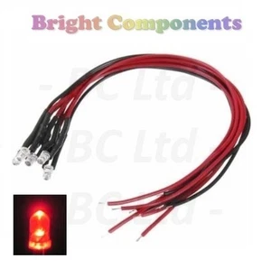 5x LED rojo intermitente precableado 3 mm ultrabrillante: 9V ~ 12V: 1a CLASE POST - Imagen 1 de 1