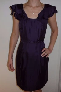 COAST AUBERGINE PURPLE SILK EVENING COCKTAIL/WEDDING/PARTY DRESS SIZE 8 SMALL - Picture 1 of 7