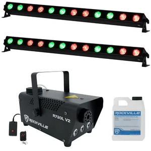(2) American DJ ADJ UBL12H IP20 LED RGBAL DMX Wash Strip Light Bars+Fog Machine - Picture 1 of 12