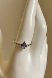 Peacock Tanzanite, White Zircon Ring in Platinum Over Sterling - Size 9 (.85ctw) - Picture 1 of 6