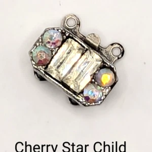 Silver Pl Vintage AB Rhinestone Set Box clasp For bracelet necklace stamped - Bild 1 von 5