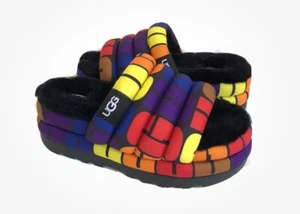 UGG W PRIDE SLIDE RAINBOW LOGO SLIP ON PUFF SANDALS US 8 / EU 39 / UK 6 NIB - Picture 1 of 9