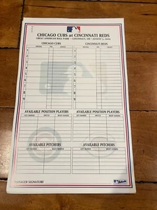 8/3/2009 UNUSED CHICAGO CUBS V CINCINNATI REDS LINEUP LINE UP CARD RARE - Picture 1 of 1