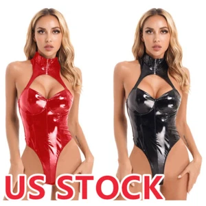 Body donna Freebily ecopelle cerniera sexy lingerie tuta lattice - Foto 1 di 28