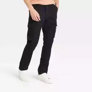 GOODFELLOW Black Relaxed Fit Tapered Leg Stretch Chino Cargo Pants 36x34 - Picture 1 of 2