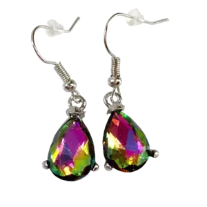 Colorful Rainbow Topaz Earrings Gemstone Silver French Hooks Drop Dangle NEW - Picture 1 of 7