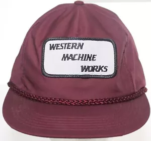 NWOT Vintage Western Machine Works Patch Front Baseball Hat Snapback Cap Maroon - Picture 1 of 8