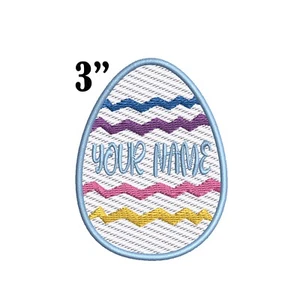 Easter Egg Personalized With Your Name Custom Embroidered Iron On Patch Pink - Picture 1 of 14