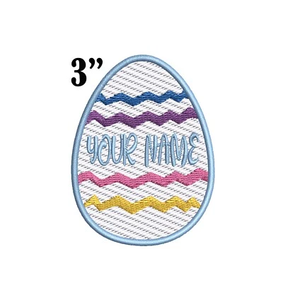 Easter Egg Personalized With Your Name Custom Embroidered Iron On Patch Pink - Image 1 of 4