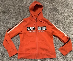 Harley Davidson Hoodie Jacket Youth Size Large Full Zip Logo Orange Hoodie - Picture 1 of 6