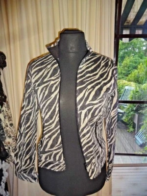  Smog Rockers Luxus Jacke Zebra Größe 40 glitzer schwarz creme animal print  - Bild 1 von 4