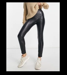 Pimkie High Waisted Faux Leather Leggings In Black Size EU 38/UK 10 - Picture 1 of 3