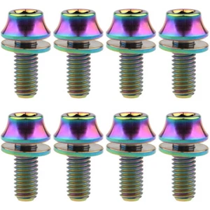 8PCS Titanium M5x12mm with Washers Bicycle Water Bottle Cage Hex Bolts USA - Picture 1 of 13