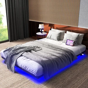 Floating Full Bed Frame with LED Charging Station - Picture 1 of 5