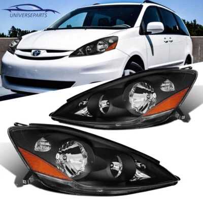 Black Housing Headlights Assembly For 2006-2010 Toyota Sienna Frontlamps LH + RH Foto 1 de 4