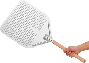 Pala per Pizza Forata in Alluminio Anodizzato con Manico in Legno 30+40cm Smonta - Foto 1 di 4