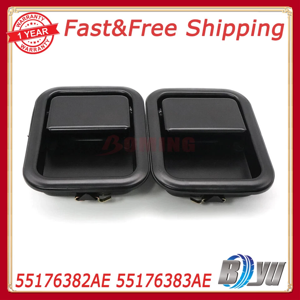 前 LH+RH 黑色金属外门把手适用于 1997 - 2006 年吉普牧马人 TJ — 第 1/4 张图片