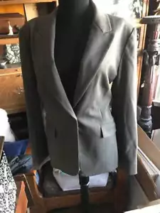 Neu mit Etikett New York and Company Sakko Blazer 10 braun Nadelstreifen Elasthan Stretch gefüttert - Bild 1 von 2