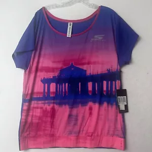 SKECHERS PERFORMANCE top shirt sz XL pink purple pier ocean athletic wear NWT - Picture 1 of 5