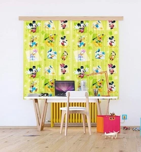Mickey Mouse Pair of ready made CURTAINS children's bedroom 180x160cm green - Picture 1 of 4
